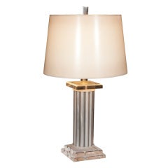 Lucite and Nickel Column Lamp
