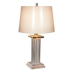 Lucite and Nickel Column Lamp