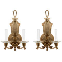 Pair of Art Deco Brass Wall Sconces