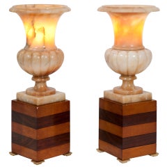 Pair of Art Deco Alabaster Urn Lights