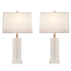 Pair of Stacked Lucite Table Lamps