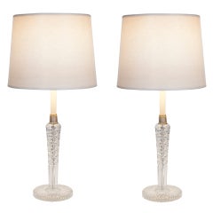 Pair of Cut Glass 20's Table Lamps