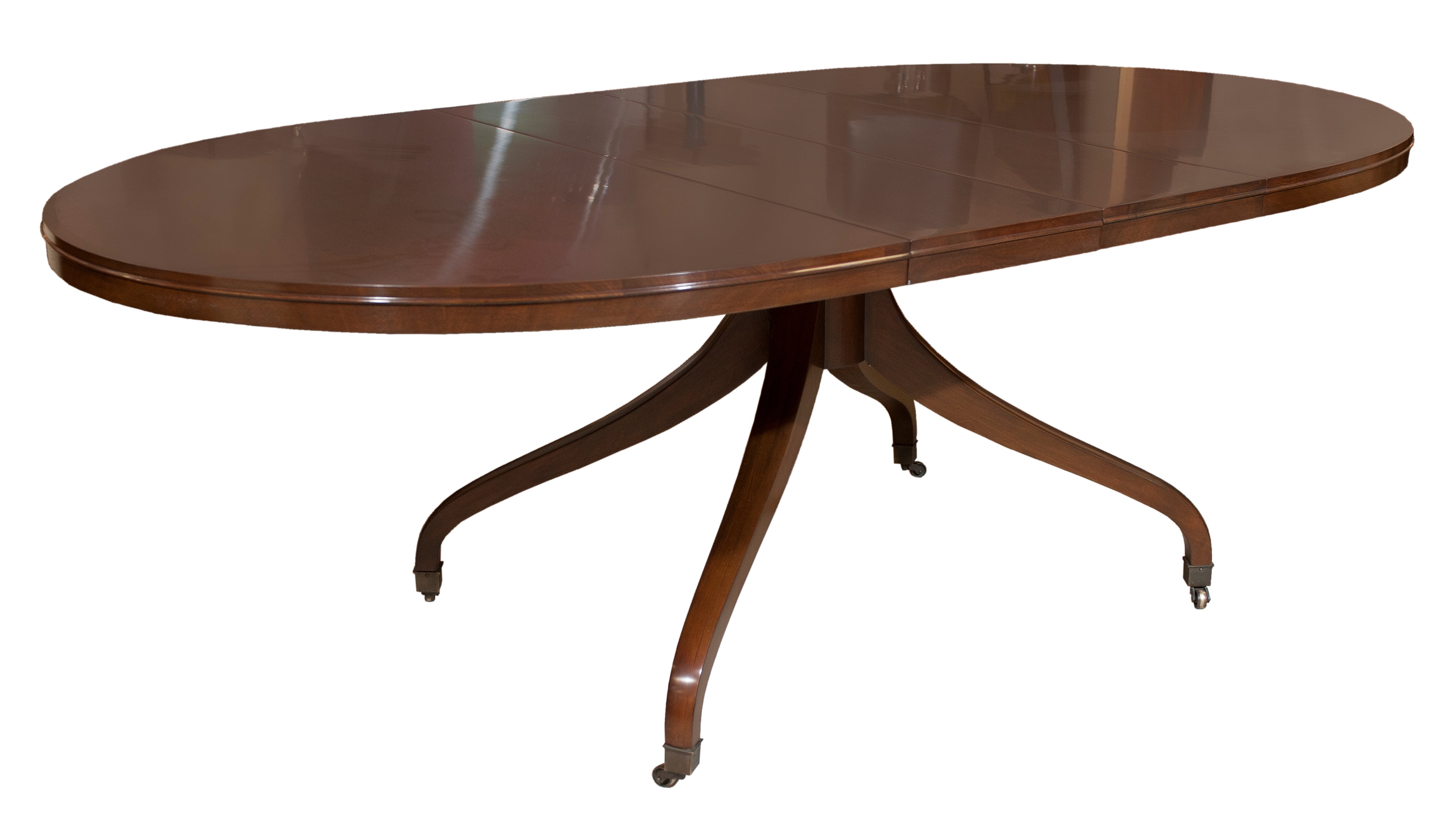 Oval Single Pedestal Dining Table in the Style of Wormley For Sale