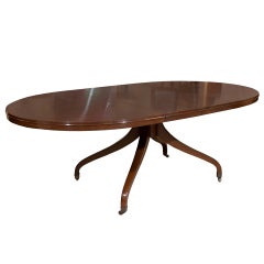 Oval Single Pedestal Dining Table in the Style of Wormley