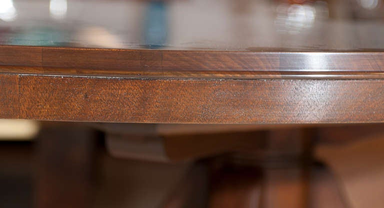 Mahogany Oval Single Pedestal Dining Table in the Style of Wormley For Sale