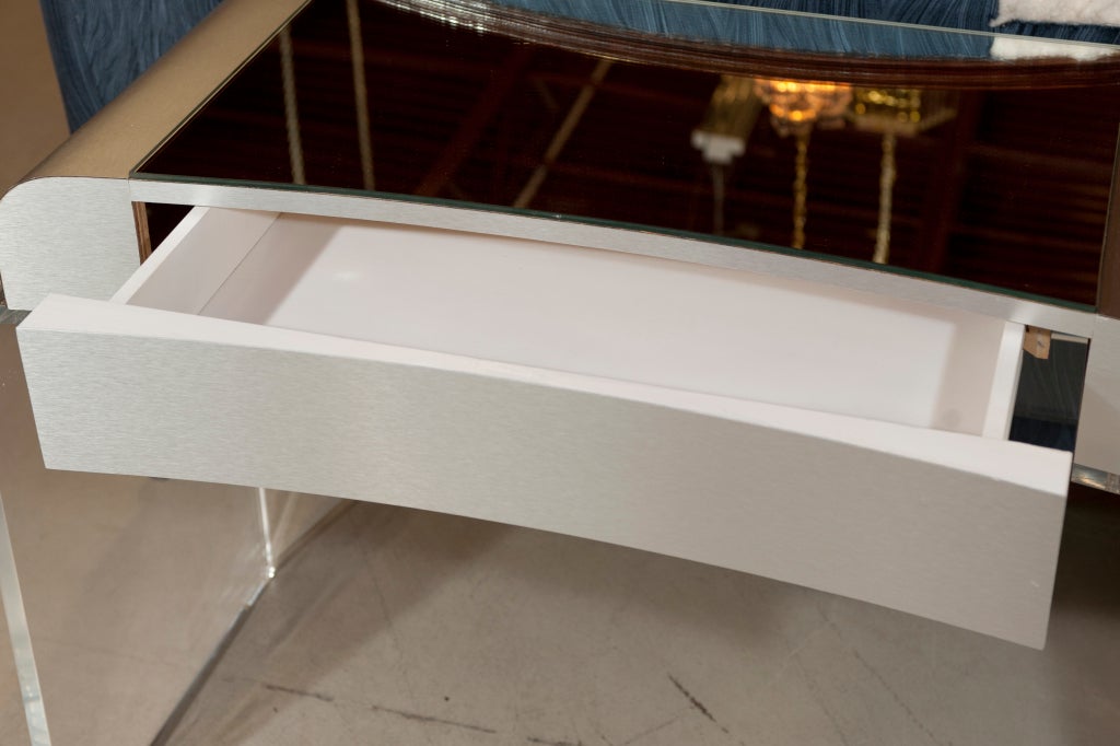 Lucite and Nickel One Drawer Vanity