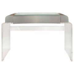 Lucite and Nickel One Drawer Vanity