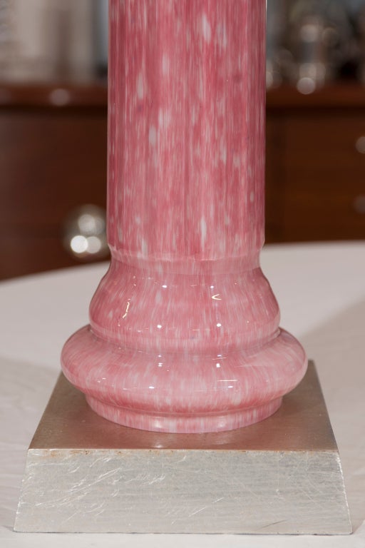Italian Pair of Pink Murano Table Lamps For Sale