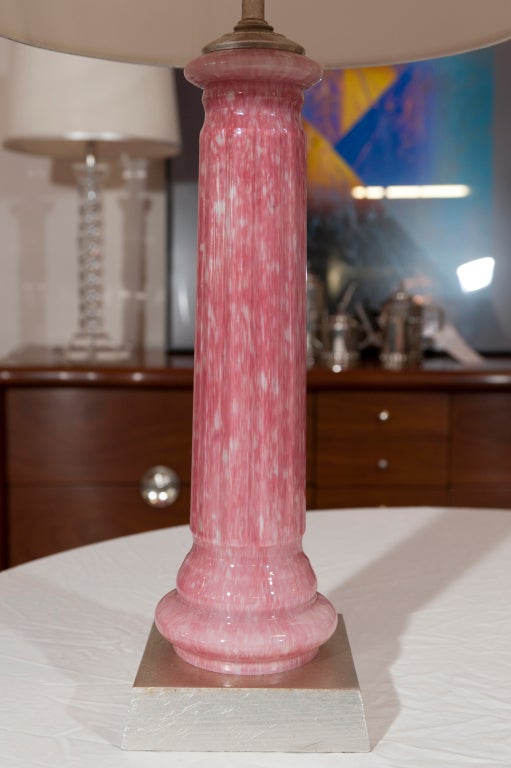 20th Century Pair of Pink Murano Table Lamps For Sale