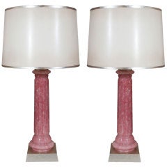 Vintage Pair of Pink Murano Table Lamps