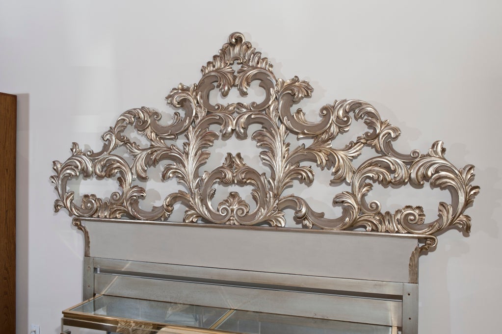 King Size Hand Carved Headboard in the Manner  of Dorothy Draper For Sale 1