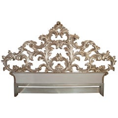 King Size Hand Carved Headboard in the Manner  of Dorothy Draper