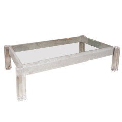 Vintage Awesome Lucite Coffe Table With Hand Chiselled Apron