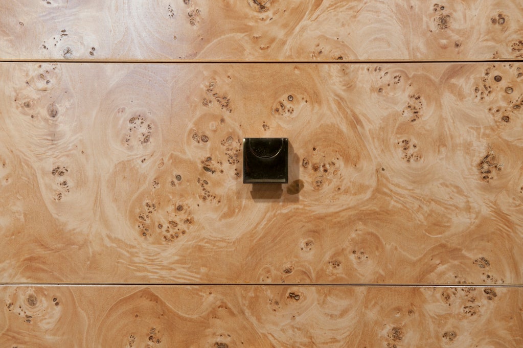 American Burl Olive Moderne Credenza For Sale
