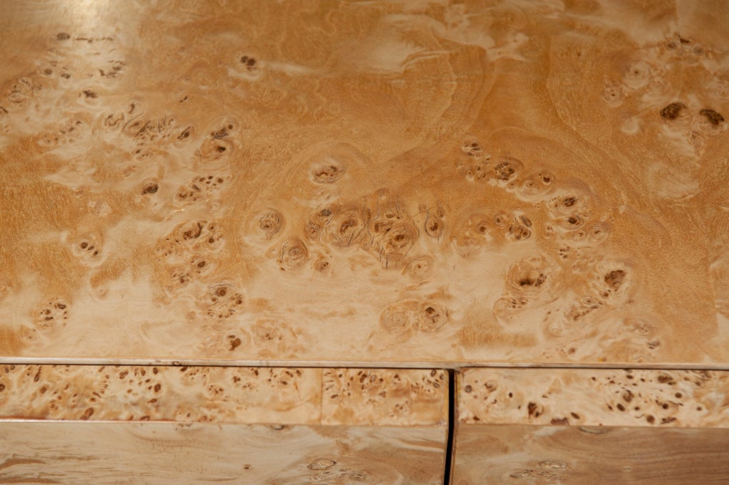 20th Century Burl Olive Moderne Credenza For Sale