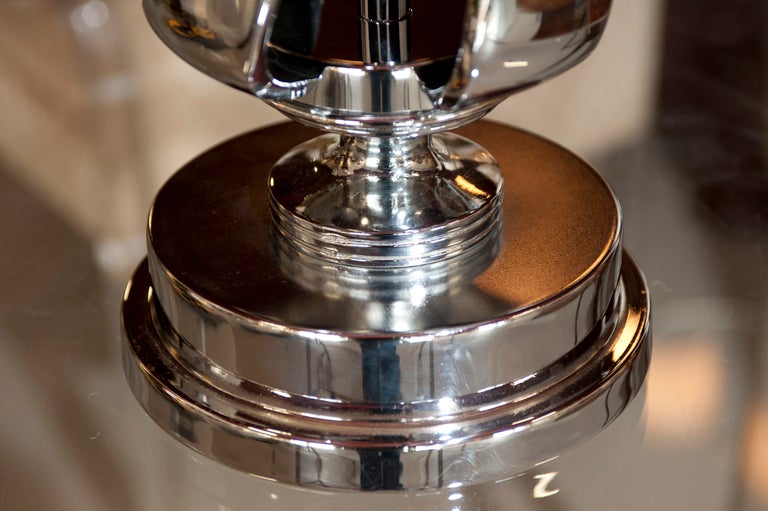 Dramatic Large Scale Art Deco Chrome Lamps