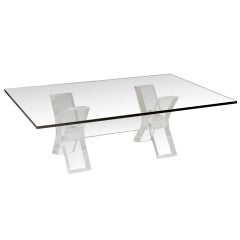 Lucite X- Frame Coffee Table