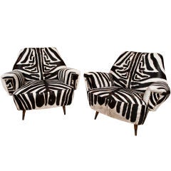 Pair of Mid Century Zebra Club Chairs.