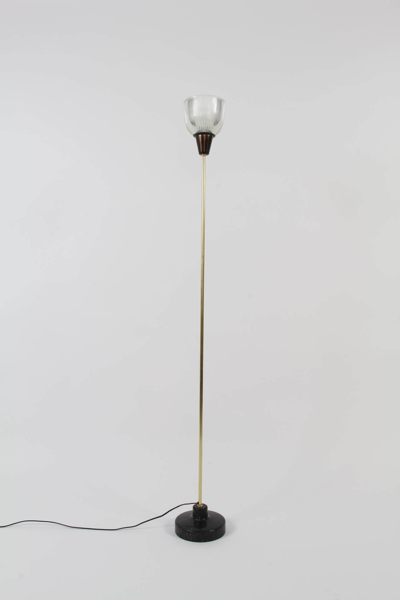 Ignazio Gardella 
LTE 6 Floor lamp
Italy, c. 1954
Manufactured by Azucena
brass, glass, marble
65.25 h x 8.25 d