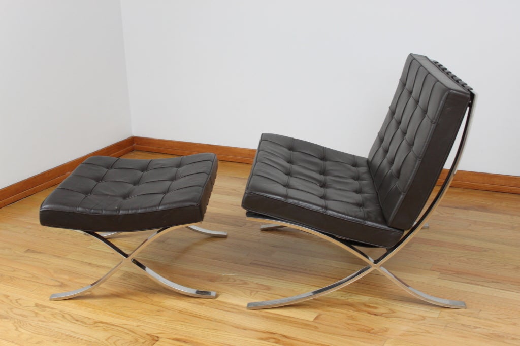 Ludwig Mies van der Rohe Barcelona Chairs with Ottoman