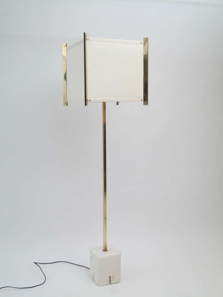 Ignazio Gardella
LP12 RARE floor lamp 
Azucena 
Italy 1960
marble, brass, fabric
69 h x 25 d inches