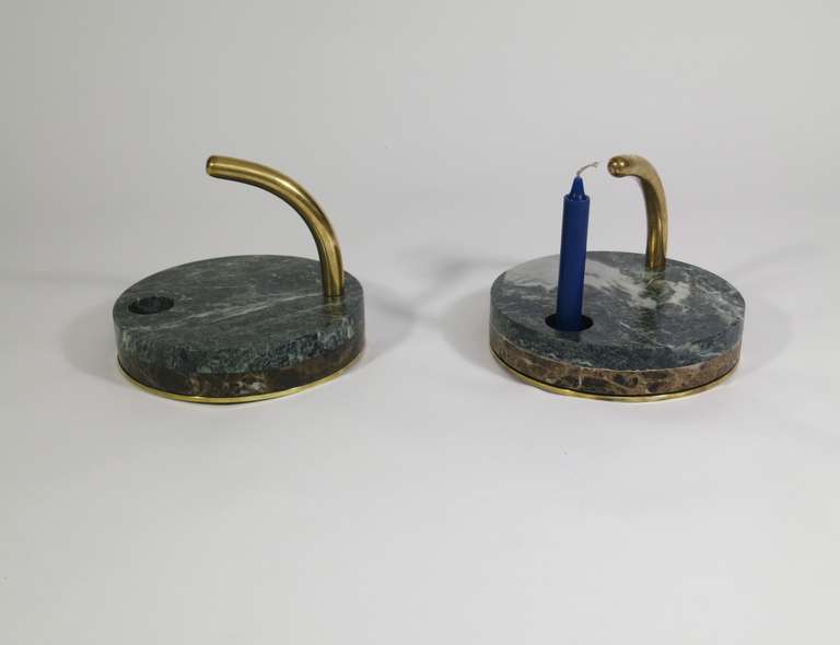 Pair of Italian Marble Candleholders