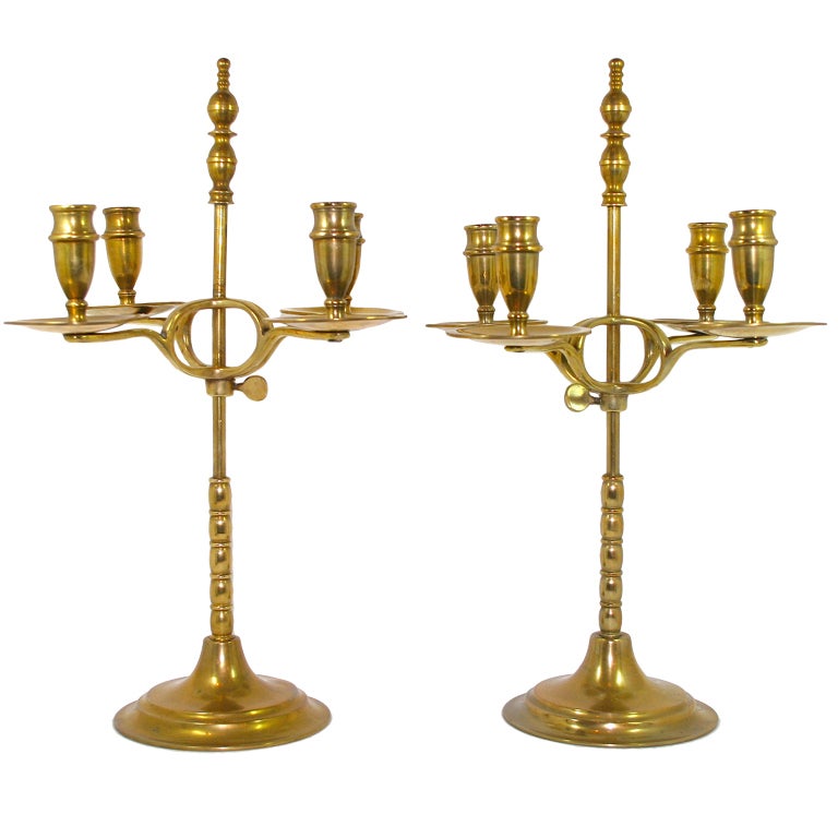 Pair of Brass Candelabras For Sale at 1stDibs