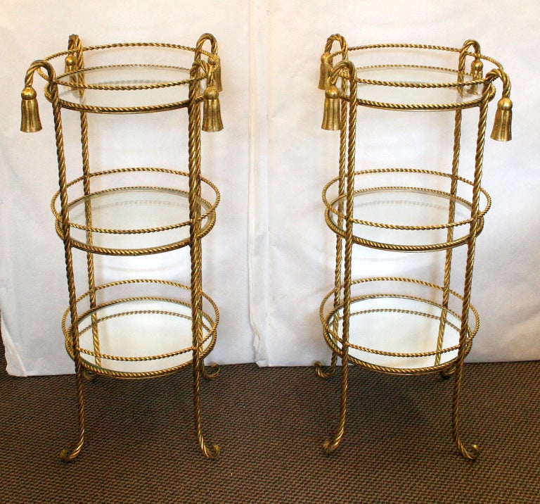 Pair of 1960's Rope & Tassel Étagères