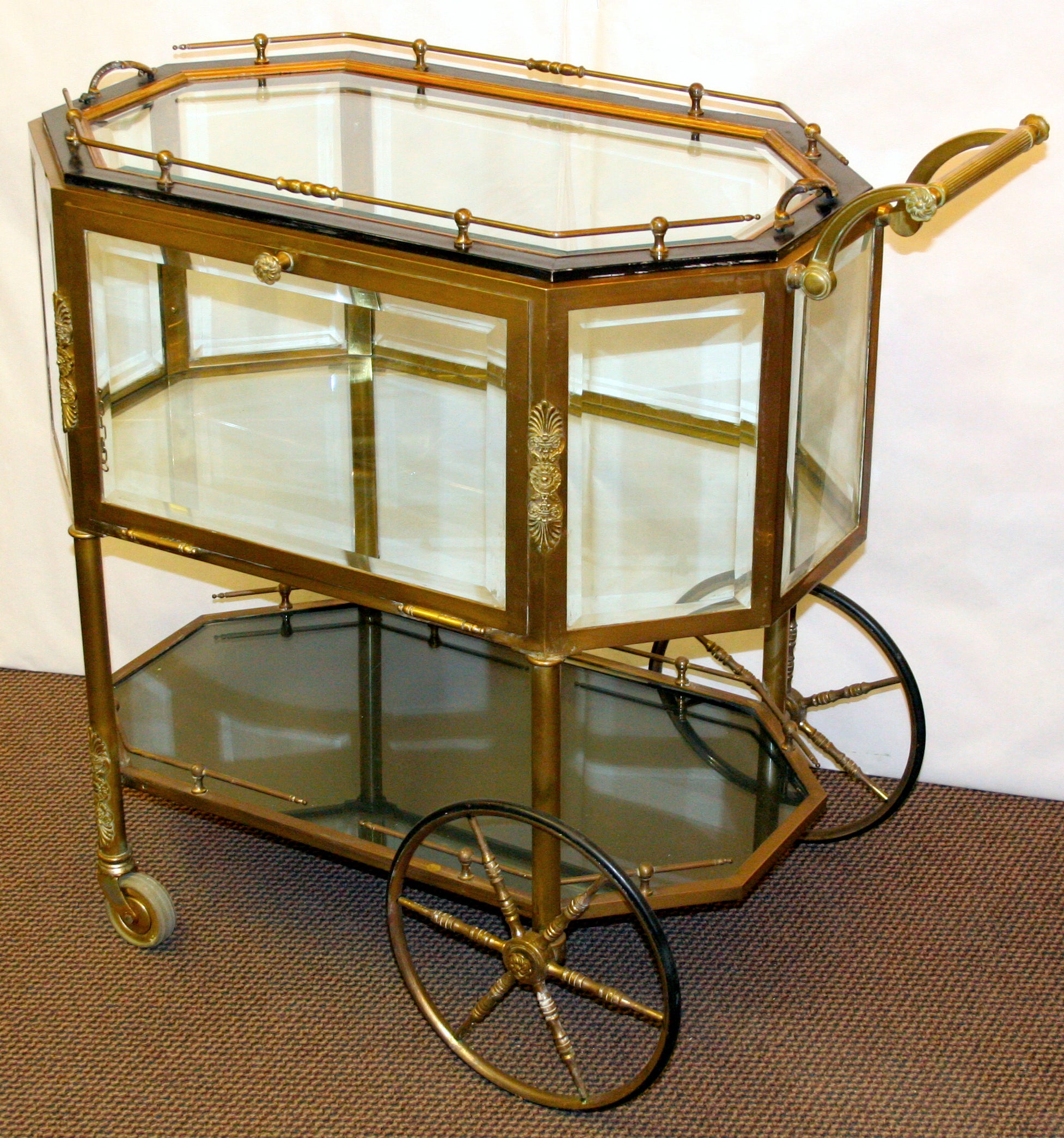French Brass Serving Tea Cart / Bar Cart at 1stDibs