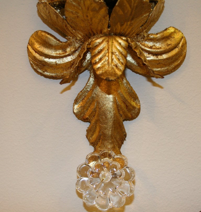 20th Century Pair of Large Rock Crystal Wall Sconce For Sale