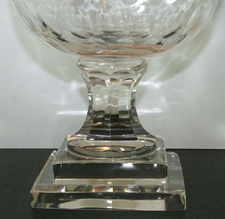 British Pair of Large Hurricanes With Dimple Glass For Sale