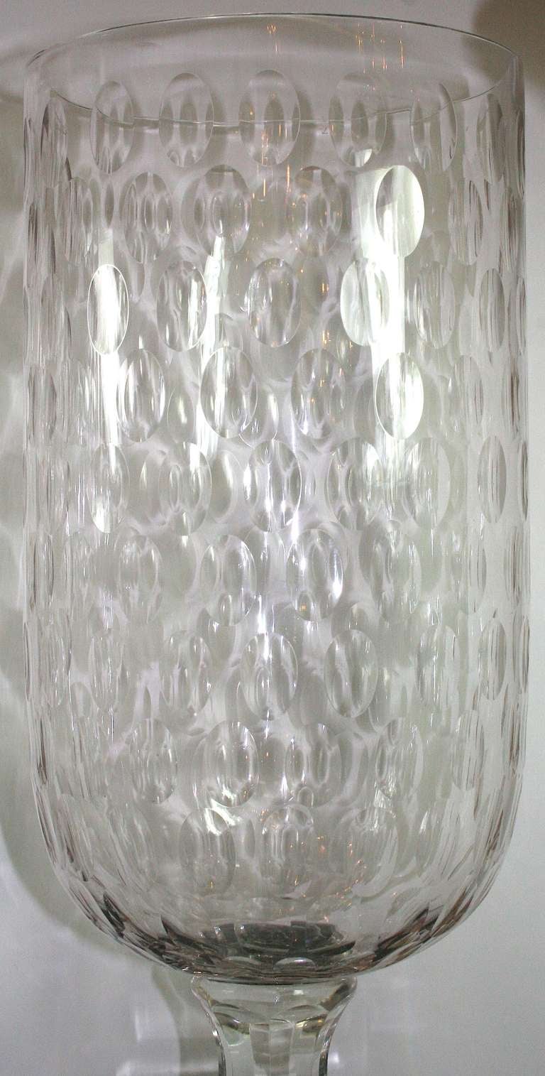 Pair of Large Hurricanes With Dimple Glass In Excellent Condition For Sale In New York, NY