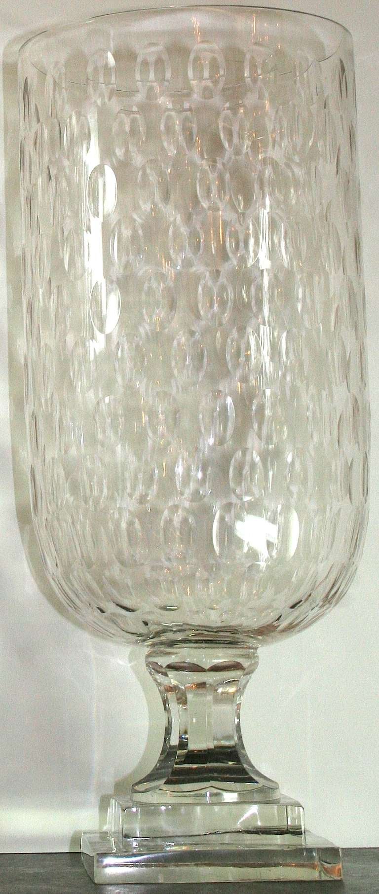 Pair of Large Hurricanes With Dimple Glass For Sale 2