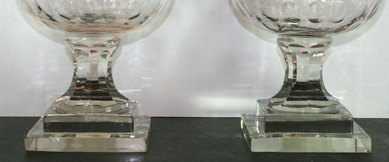 Pair of Large Hurricanes With Dimple Glass For Sale 1