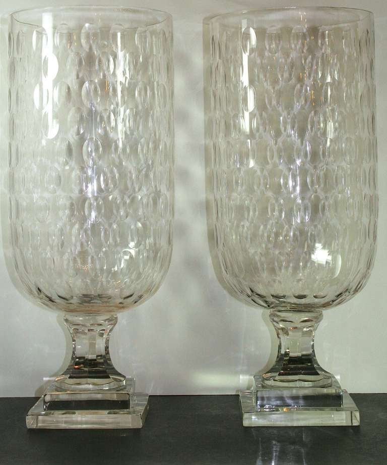 Large pair of hurricanes with dimple glass.