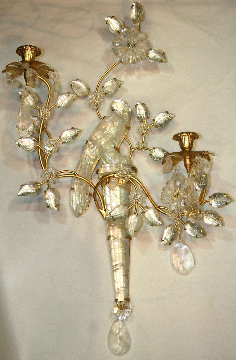 These are just fabulous ! The most gorgeous set of four bird sconces we have ever had. These will make a fantastic addition to any high end residence. There are others out there made by big name companies but ours are rock crystal. Act fast on these