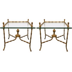 Faux Bamboo Brass Side Tables
