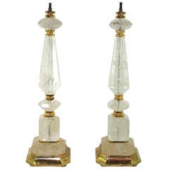 Pair of Rock Crystal lamps Gilded in 24kt Gold