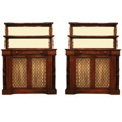 Pair of Regency Style Two Tier Cabinets by John Widdicomb