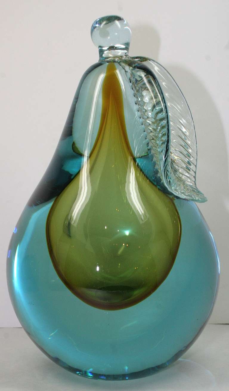Italian Apple and Pear Glass Bookends For Sale