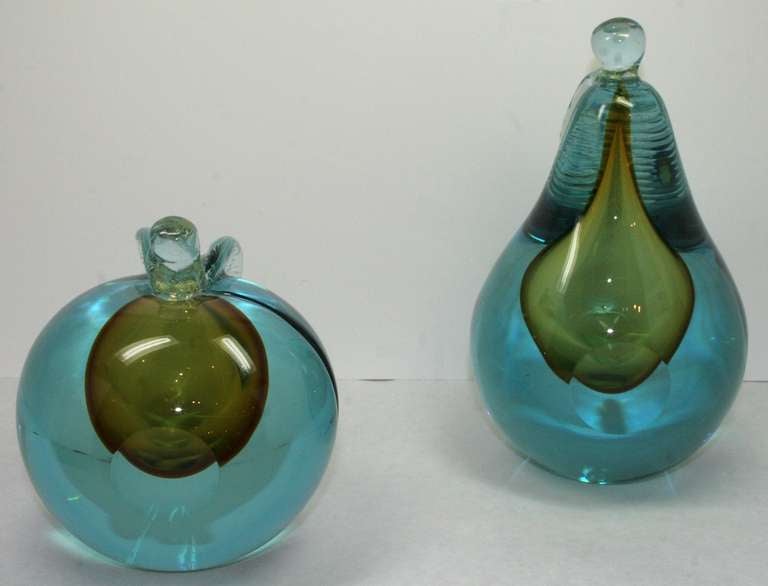Apple and Pear Glass Bookends For Sale 2