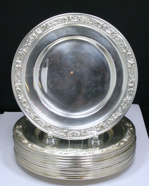 Set of 12 Sterling Gorham 6.25" Plates