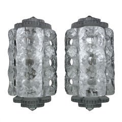 Pair of Lalique Seville Crystal Wall Sconces