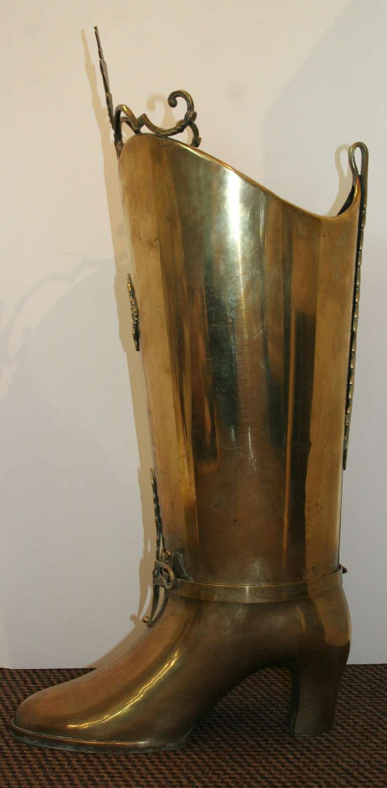 Brass Boot Umbrella Stand For Sale 1