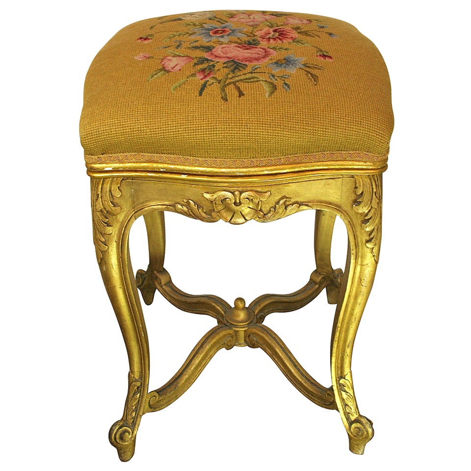 Needlepoint foot stool For Sale