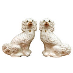 Antique Pair of White Staffordshire Dogs