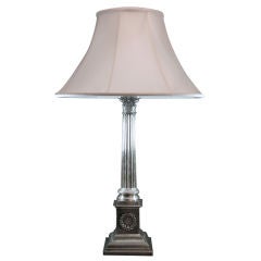 Vintage Large Silver Corinthian Column Lamp by Mappin 
Webb