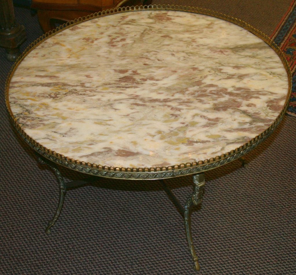 Neoclassical Gilt Metal and Marble Low Table