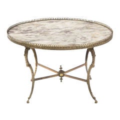 Neoclassical Gilt Metal and Marble Low Table