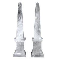 Pair of Neoclassical Style Rock Crystal Obelisks